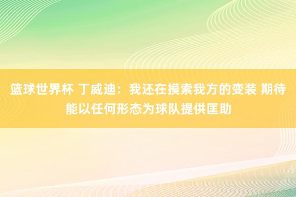 篮球世界杯 丁威迪：我还在摸索我方的变装 期待能以任何形态为球队提供匡助