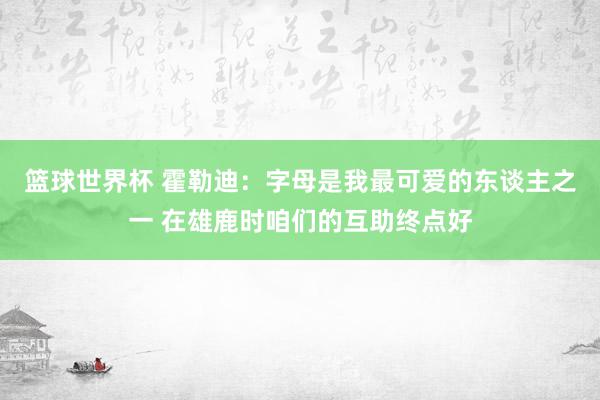 篮球世界杯 霍勒迪：字母是我最可爱的东谈主之一 在雄鹿时咱们的互助终点好