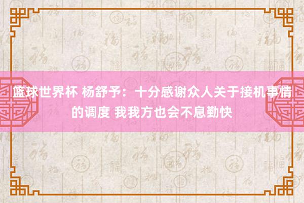 篮球世界杯 杨舒予：十分感谢众人关于接机事情的调度 我我方也会不息勤快